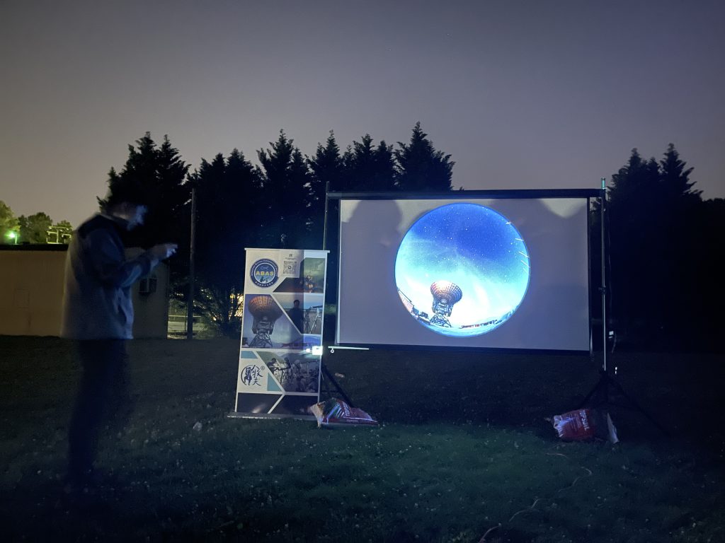 Celestial images projected on a large screen at Kent Gardens Elementary School