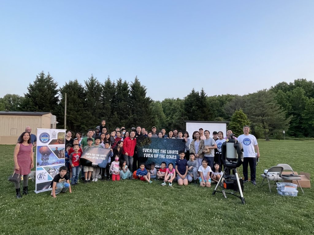 Participants at the Kent Gardens Elementary sidewalk astronomy event