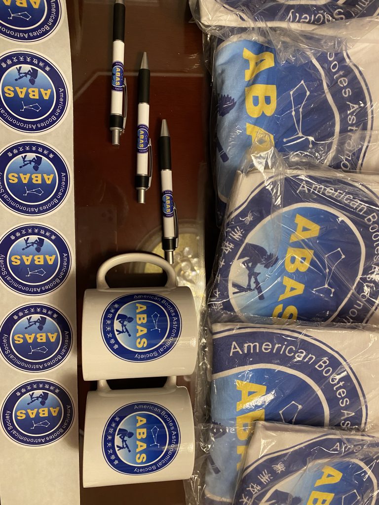 ABAS themed merchandise prepared for the first gathering